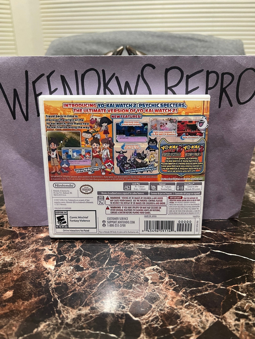 Yo Kai Watch 2 Psychic Specters REPLACEMENT CASE No Game! Nintendo 3ds