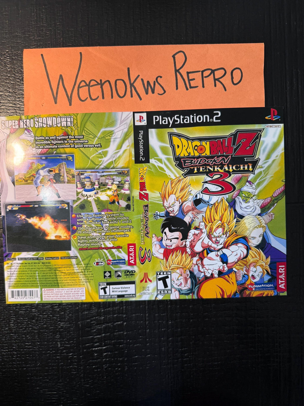Dragon Ball Z Budokai Tenkaichi 3 REPLACEMENT ART Only No Disc No Case Ps2