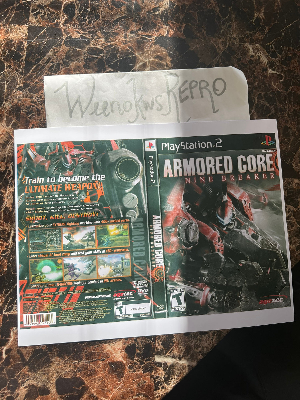 Armored Core Nine Breaker REPLACEMENT ART No Case No Game Ps2