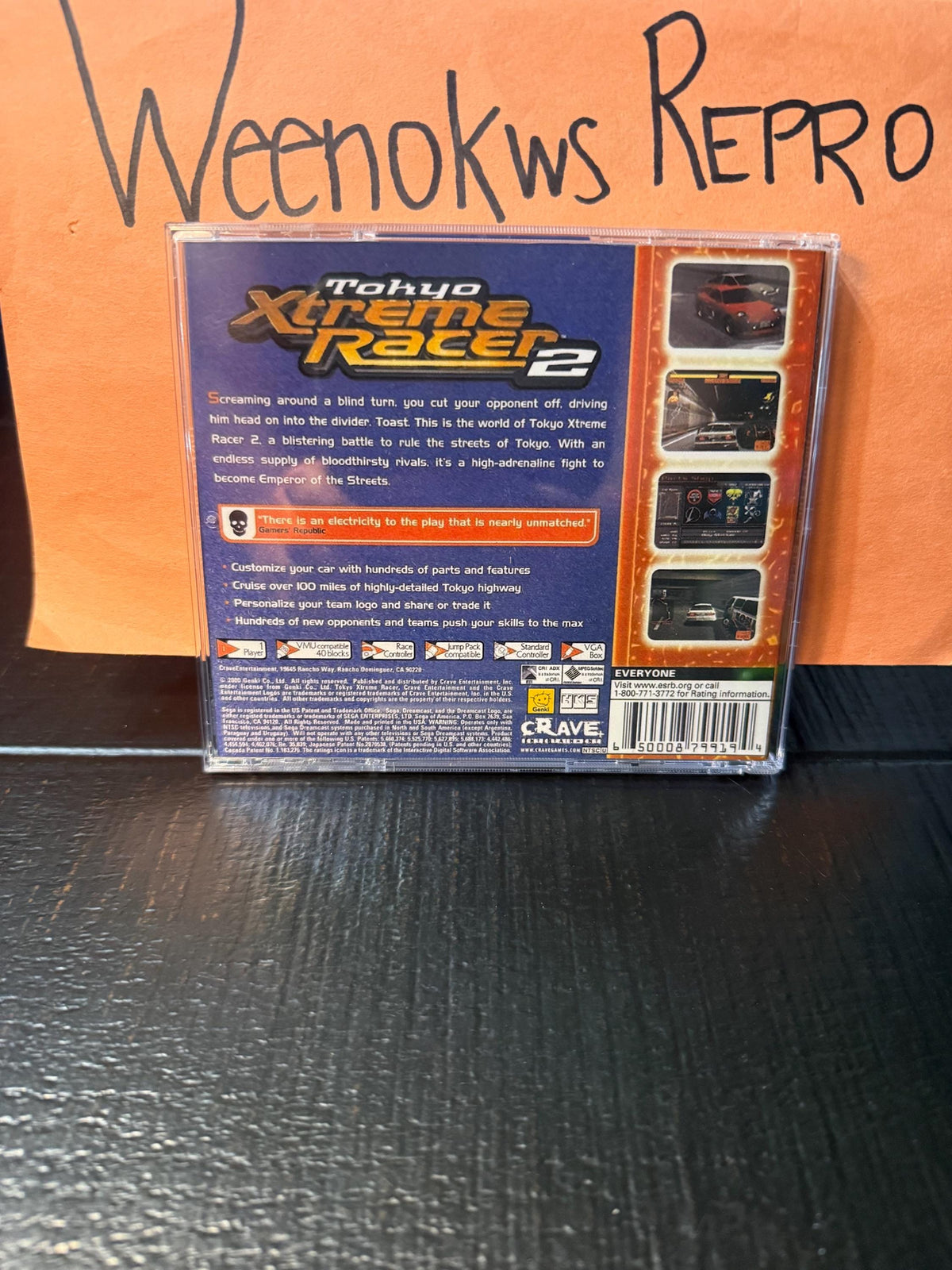 Tokyo Extreme Racer 2 REPRODUCTION CASE No Game!! Dreamcast