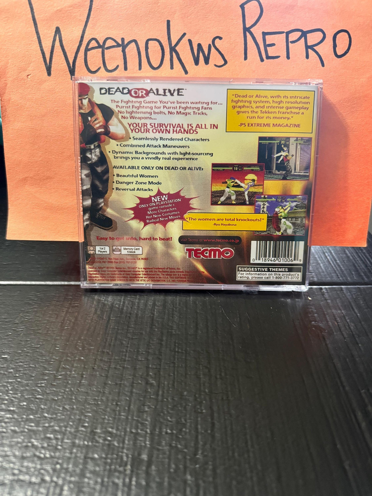 Dead or Alive 1 REPLACMENT CASE No Disc!! Ps1