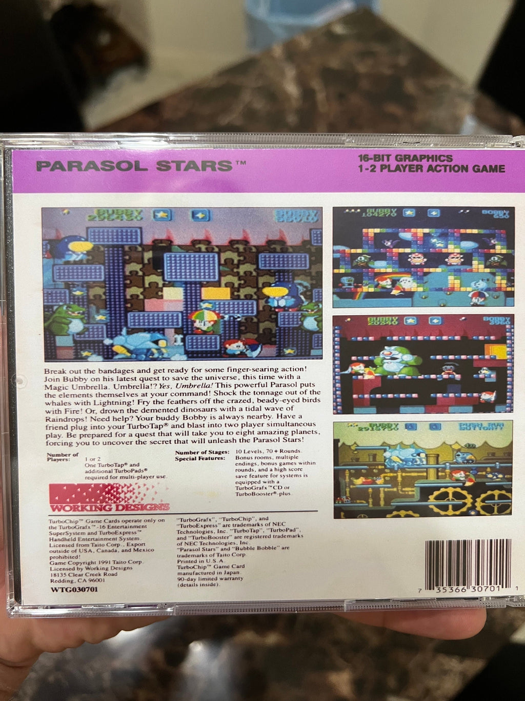 Parasol Stars REPRODUCTION Case No Game 3D Printed Turbo Grafx