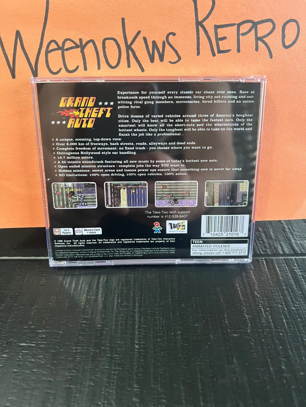 Grand Theft Auto 1 GTA REPLACMENT CASE No Disc Ps1