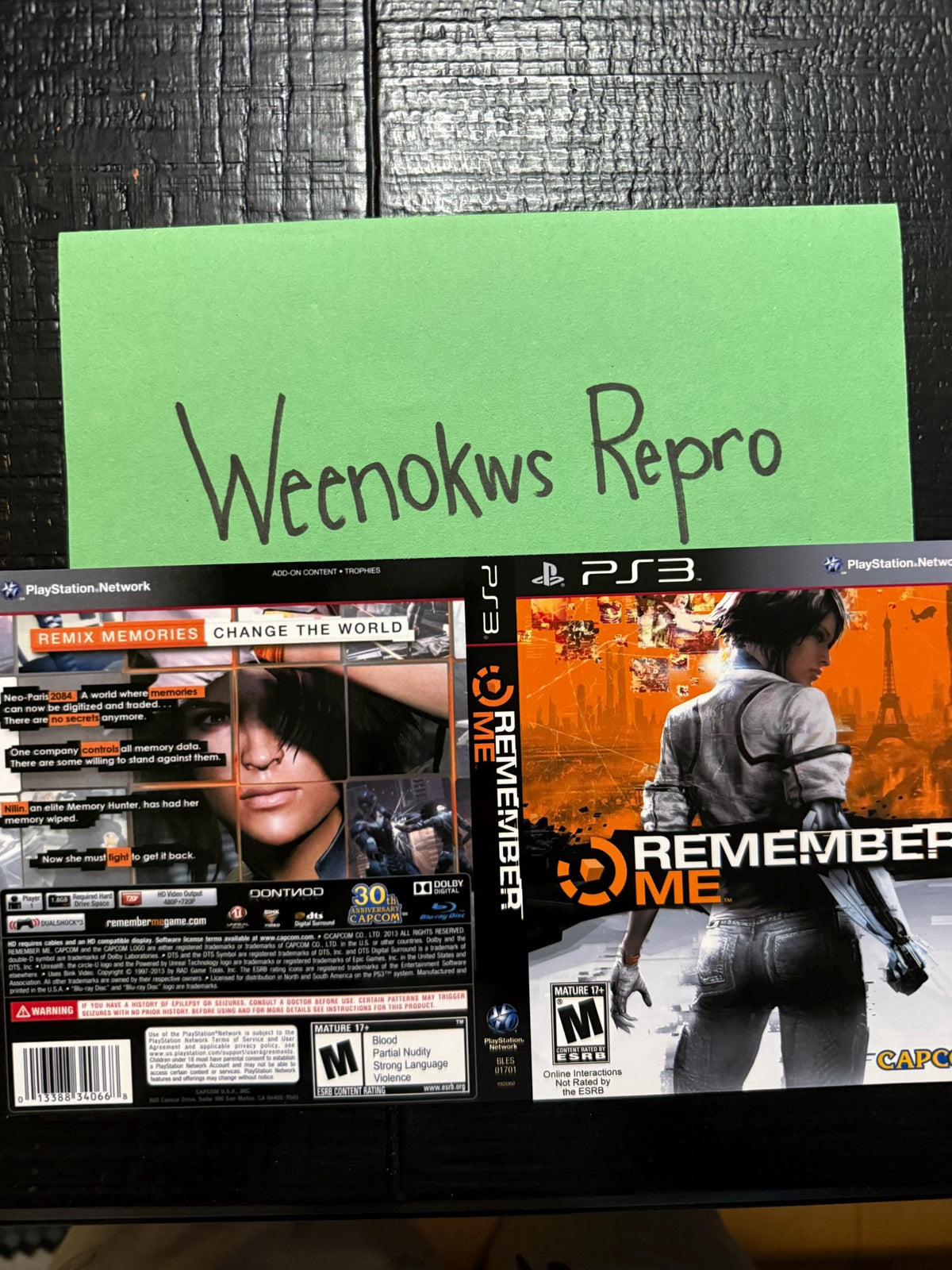 Remember Me REPLACEMENT  Artwork Only No Case! Ps3