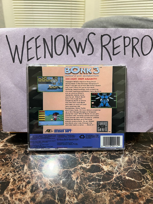 Bonk 3 Bonks Big Adventure REPRODUCTION Case No Game 3D Printed Turbo Grafx