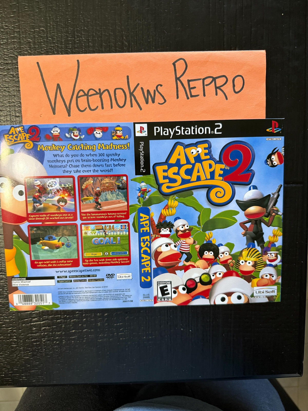 Ape Escape 2 REPLACEMENT Art Only! No Disc No Case Ps2