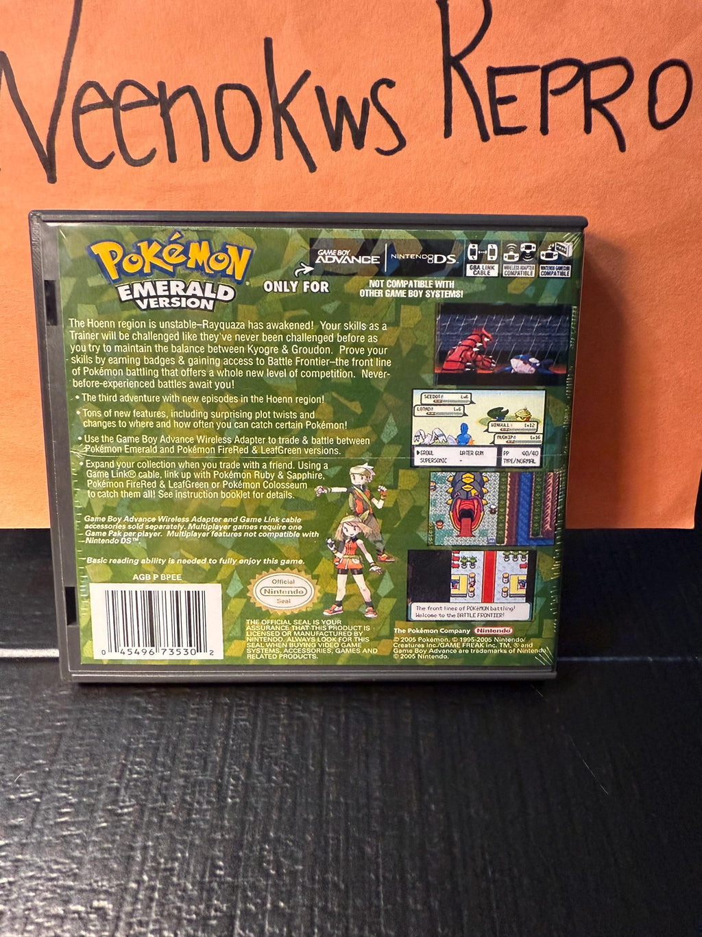 Pokémon Pokemon Emerald version REPLACEMENT CASE No Game! Nintendo Gameboy Advance GBA