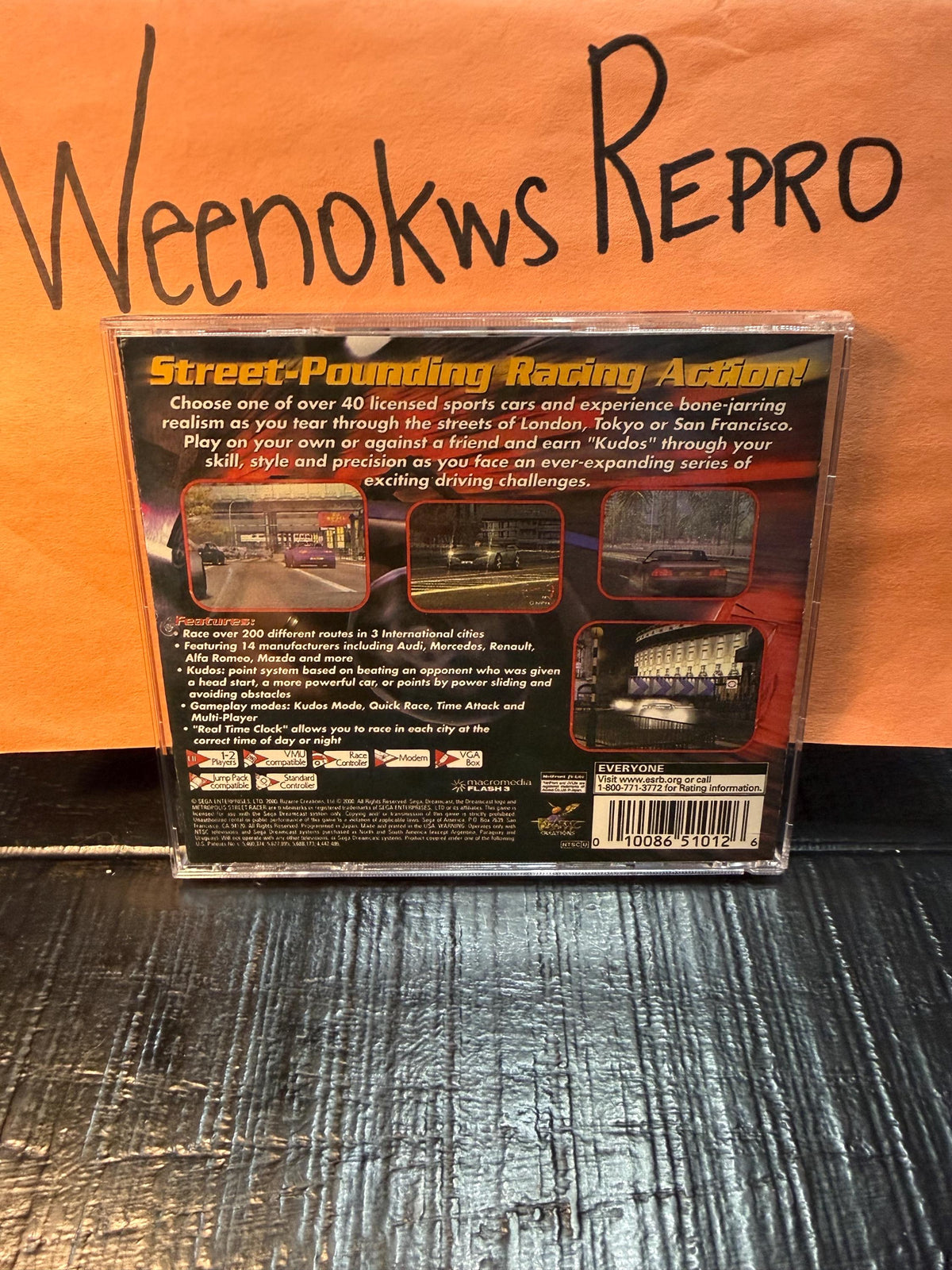 MSR Metropolis Street Racer REPRODUCTION CASE No Disc! Dreamcast