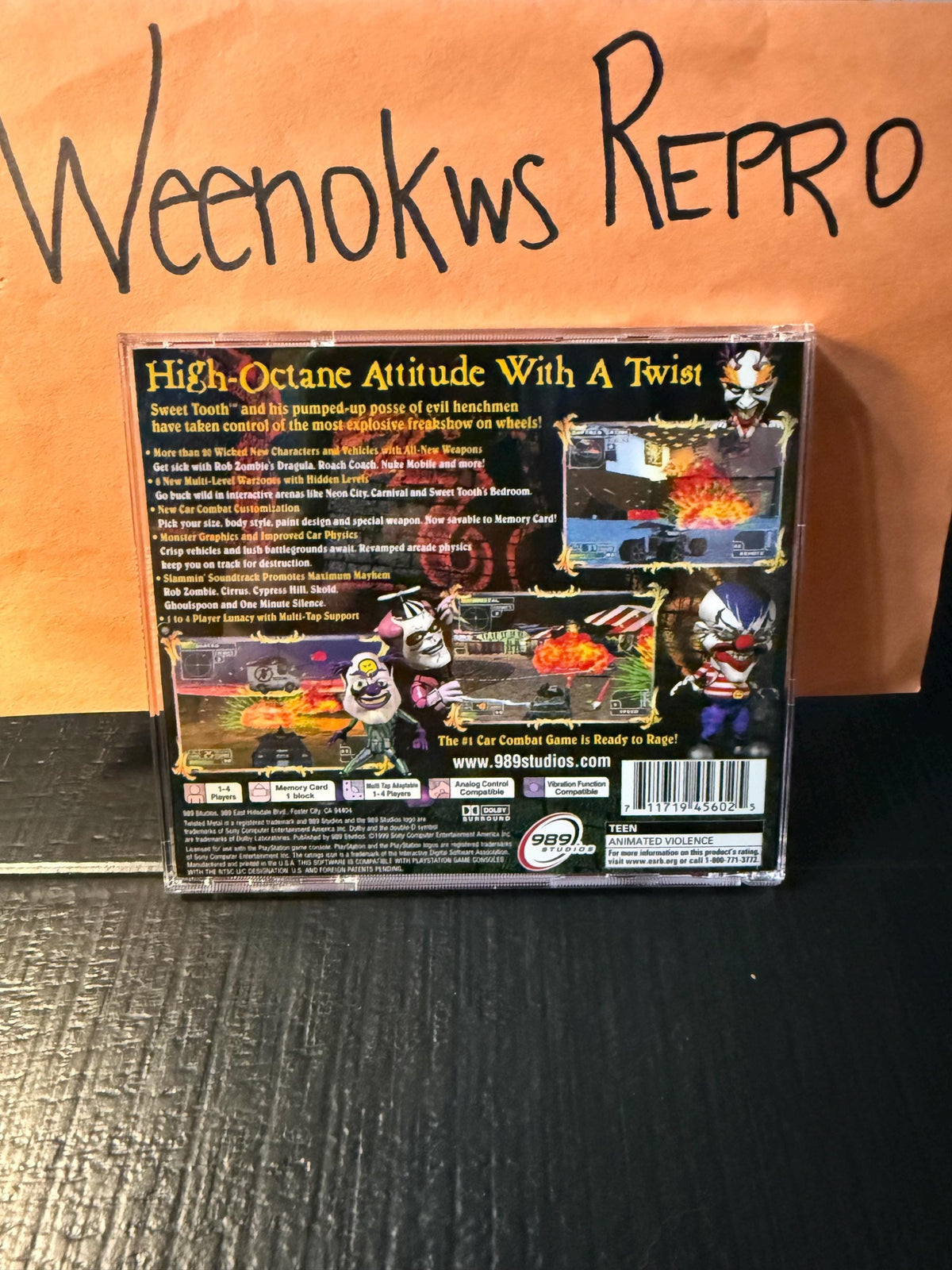 Twisted Metal 4 REPLACMENT CASE No Disc Ps1