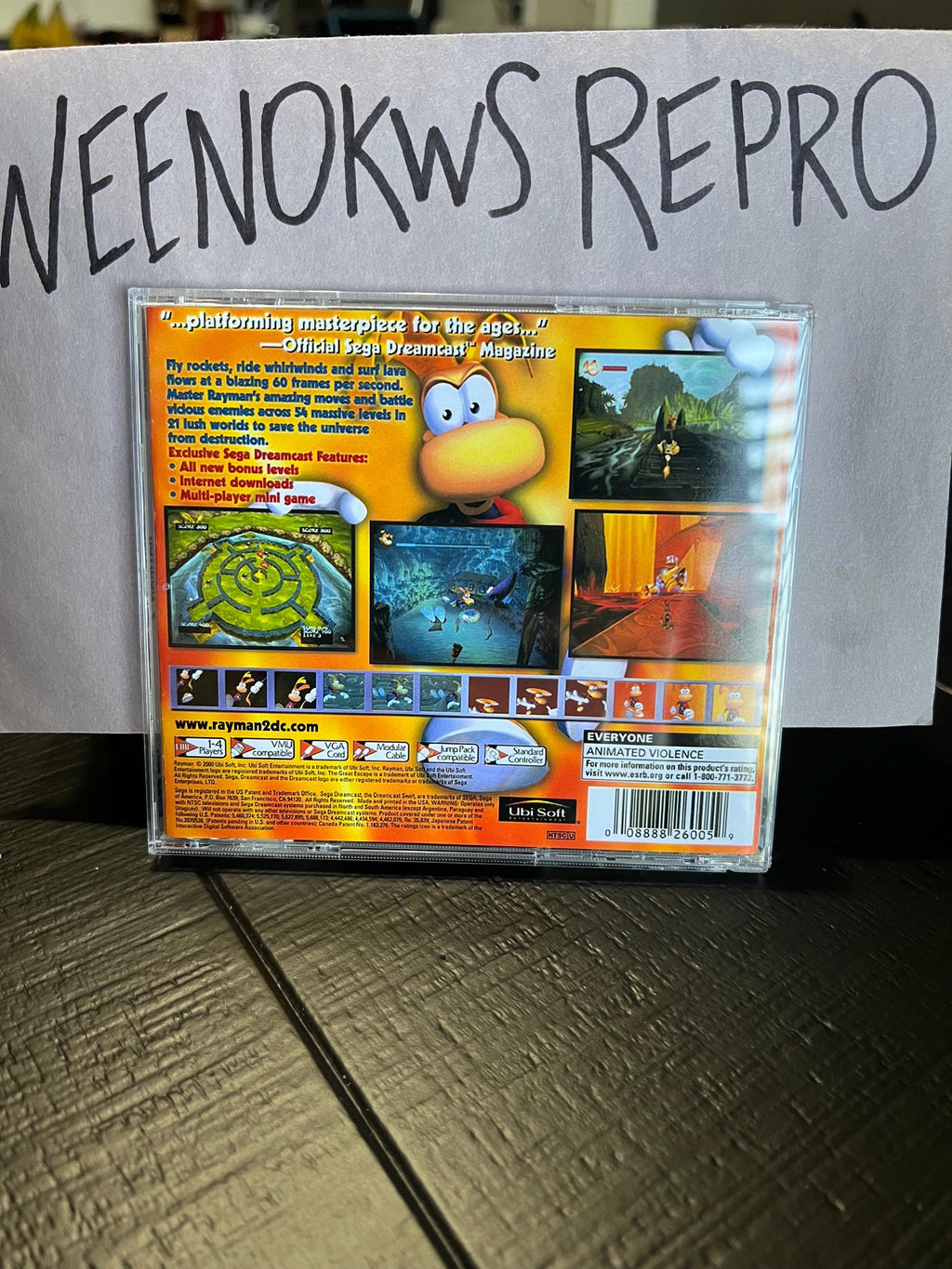 Rayman 2 The Great Escape REPRODUCTION CASE No Disc Dreamcast