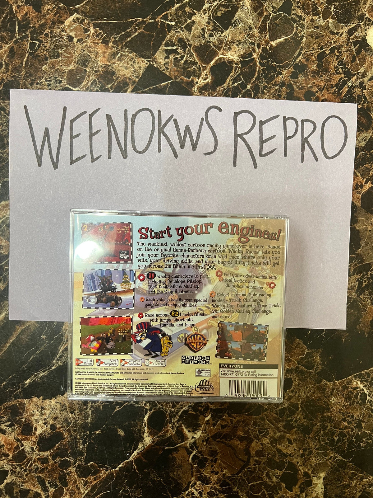 Wacky Races REPRODUCTION CASE No Disc Dreamcast