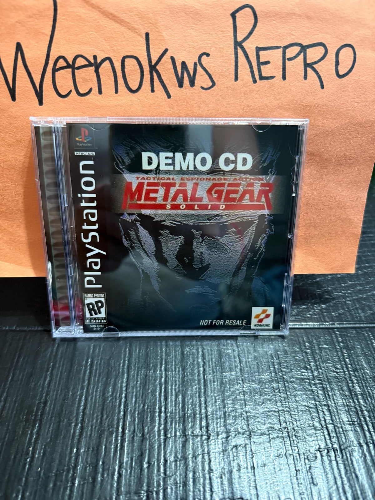 Metal Gear Solid Demo REPLACMENT CASE No Disc black label ps1