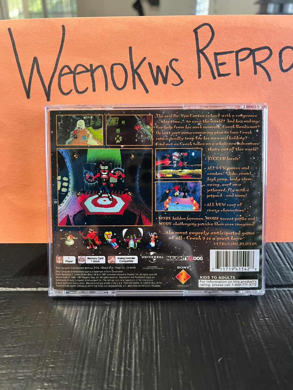 Crash Bandicoot 2 Cortex strikes back REPLACMENT CASE No Disc ps1