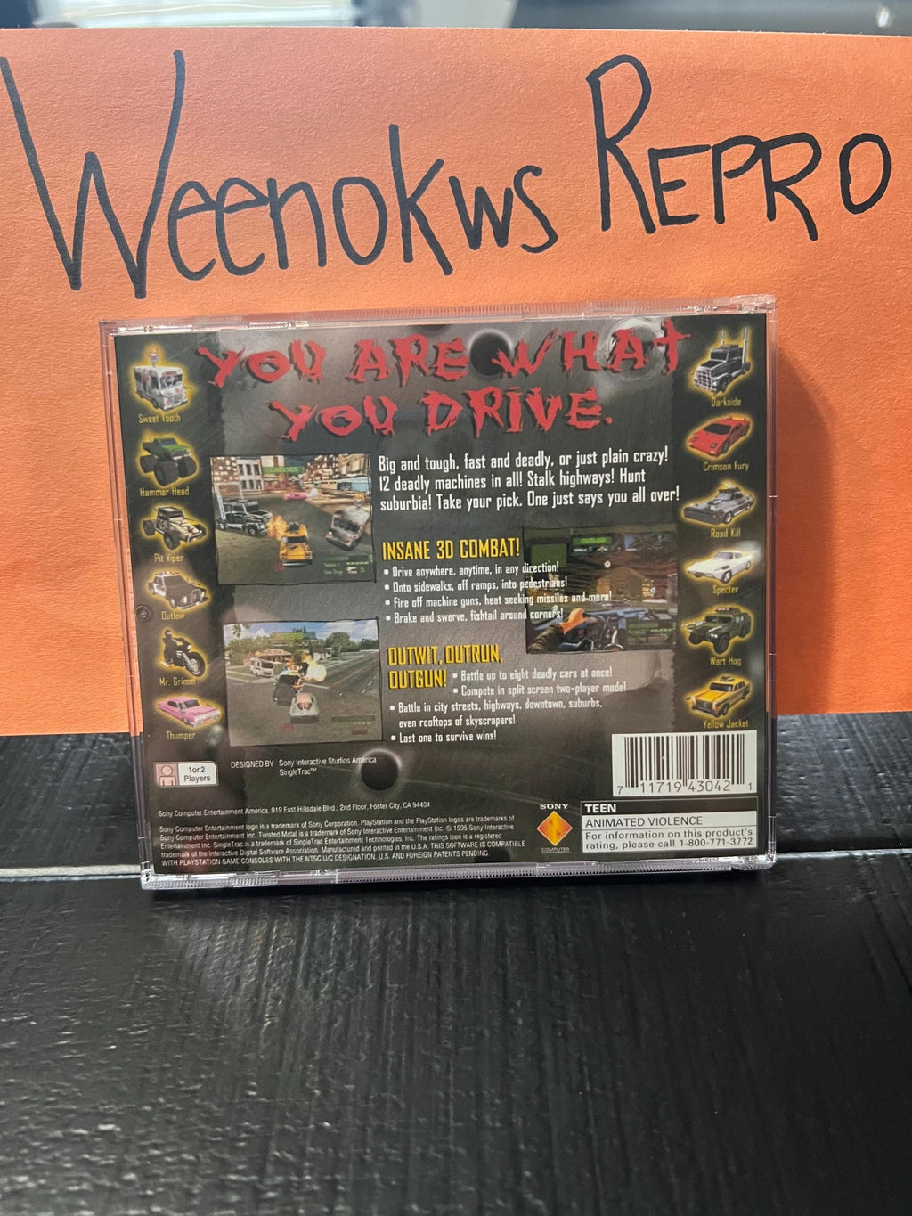 Twisted Metal 1 REPLACMENT Case Only No Disc