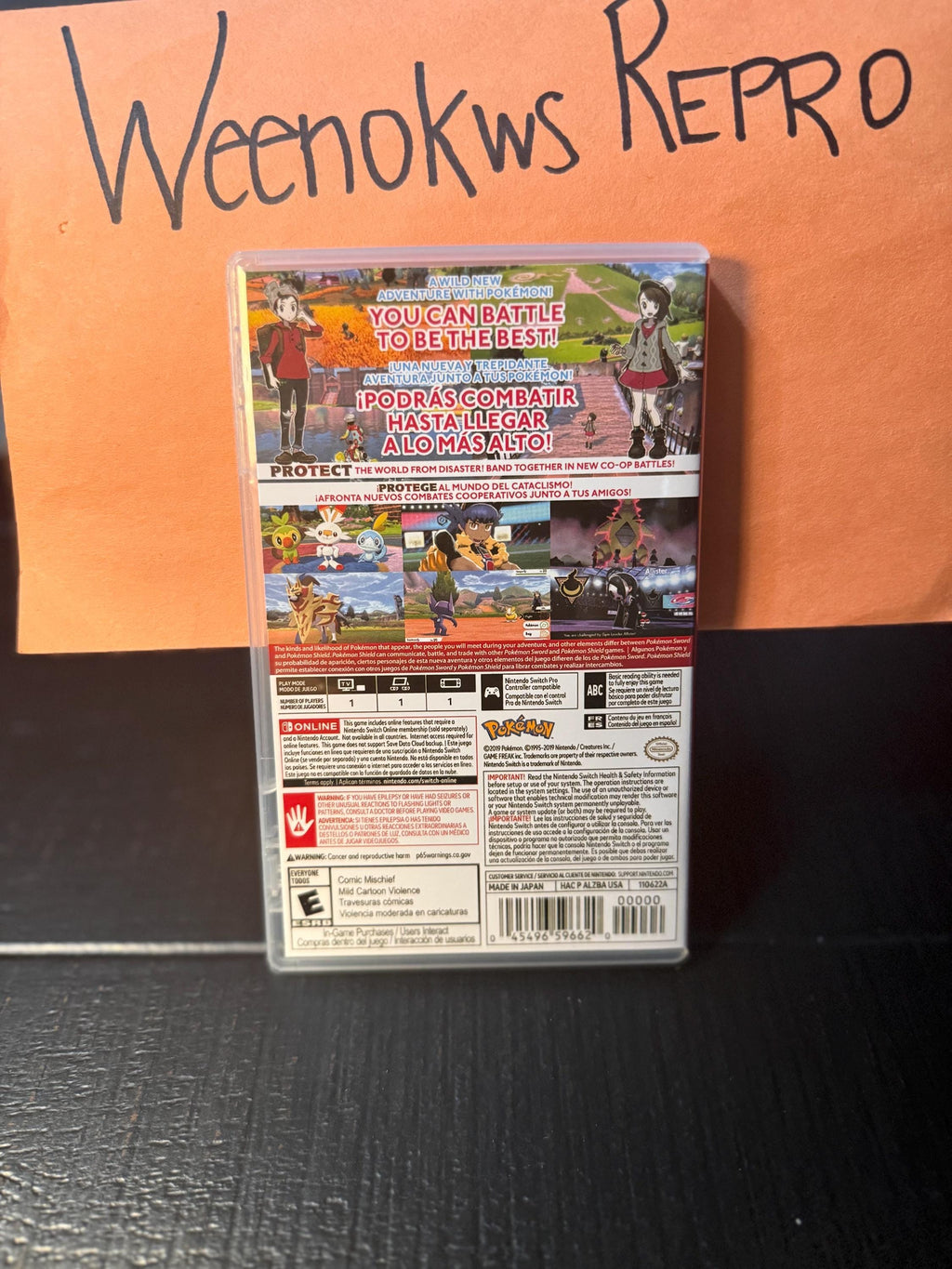 Pokémon Shield Pokemon REPLACEMENT CASE No Game! Nintendo Switch